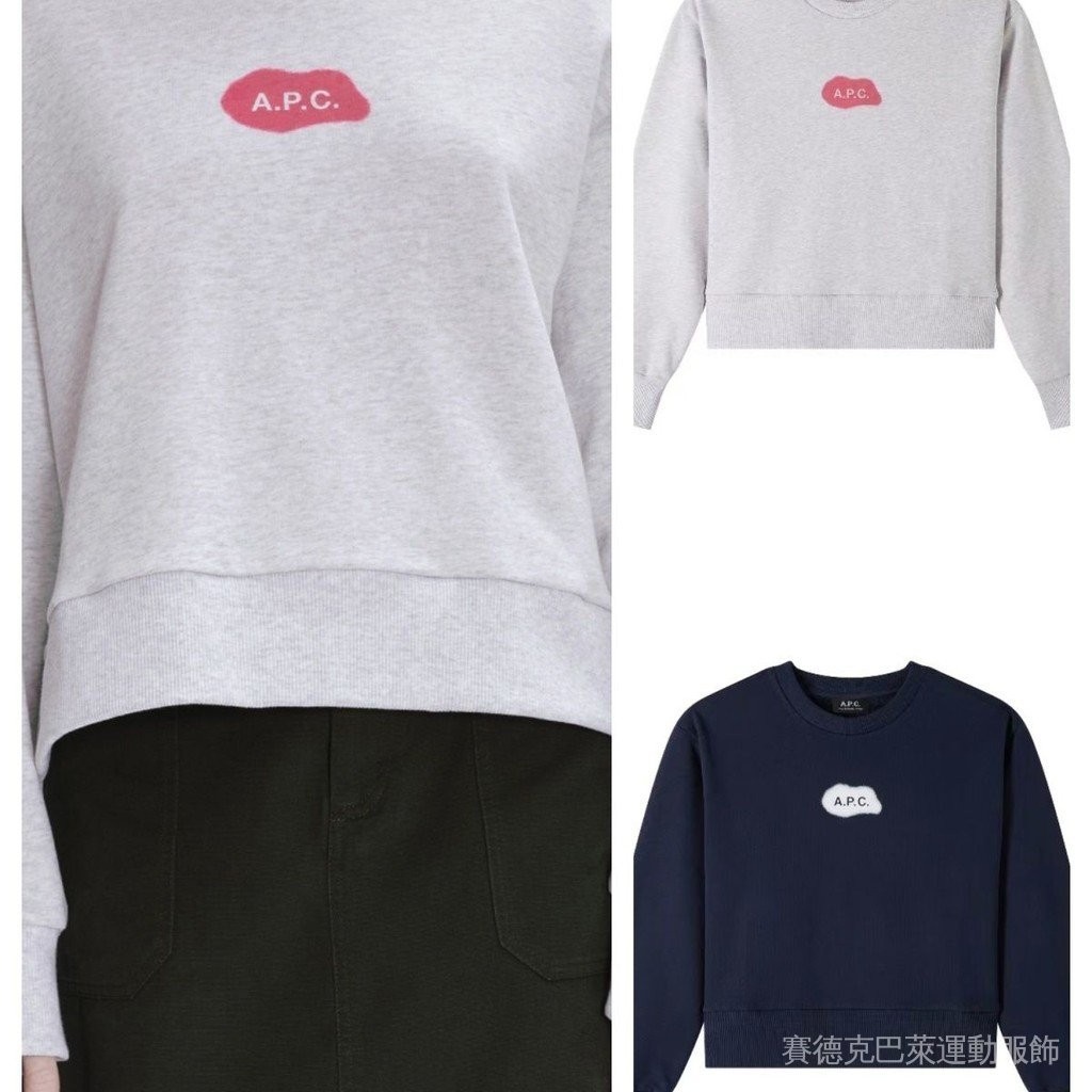 เวอร์ชั่นเกาหลีฤดูใบไม้ร่วงสไตล์ใหม่ APC Golf เสื้อผ้าสุภาพสตรีรอบคอ LOGO Standard แขนยาวถักเสื้อยื