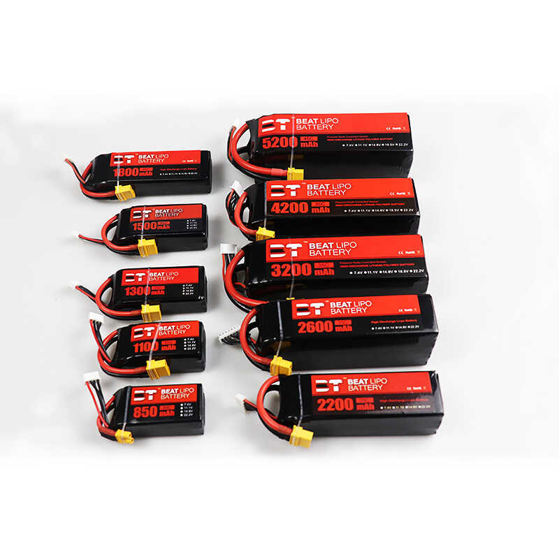 แบตเตอรี่ 65A Lipo 7.4V 11.1V 14.8V 22.2V สำหรับโดรน RC เฮลิคอปเต