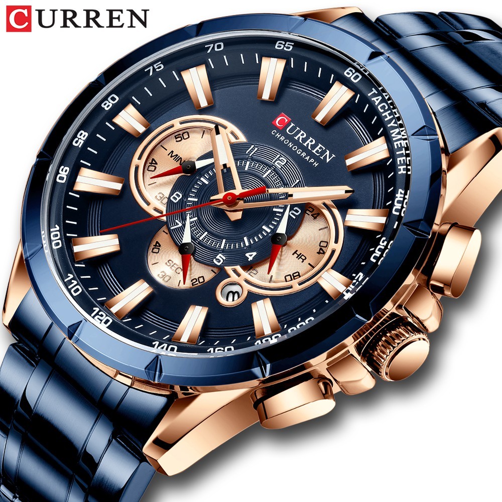 CURREN men's watch casual fashion top brand stainless steel waterproof sports quartz watch 8363X