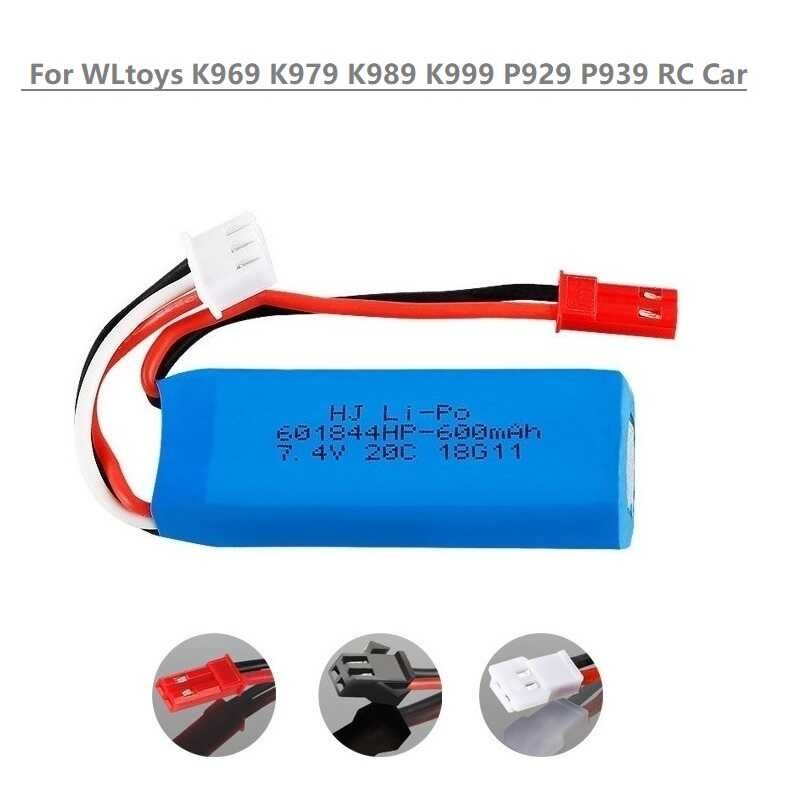 Δ Wltoys K969 K979 K989 K999 P929 P939 7.4 โวลต์ 600Mah 20C แบตเตอรี่ลิเธีย