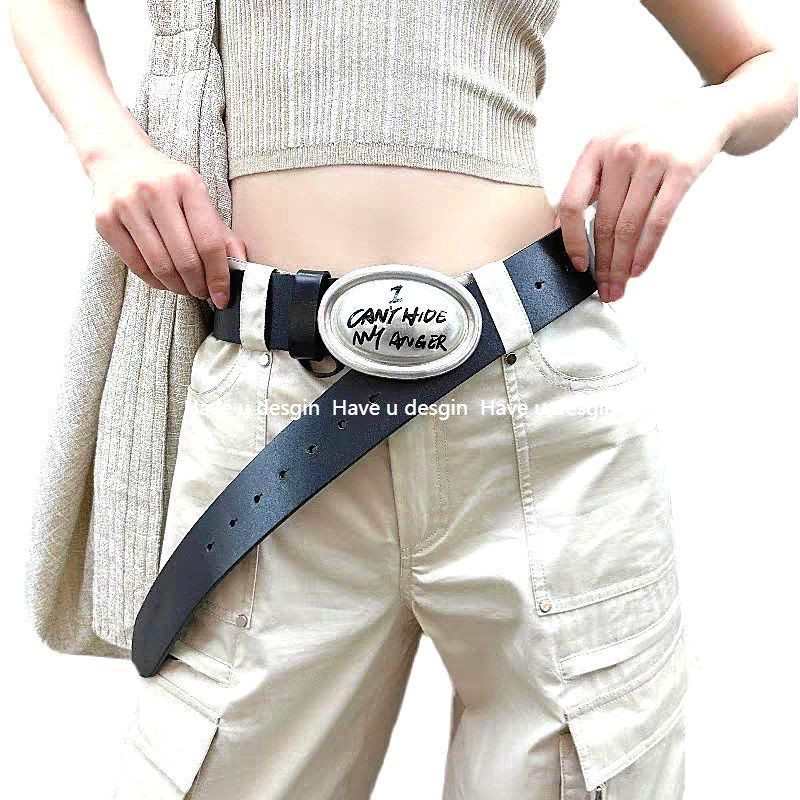 Have u desgin Retro Belt ins Style Graffiti Punk y2k English Men Women Hip Hop Belt