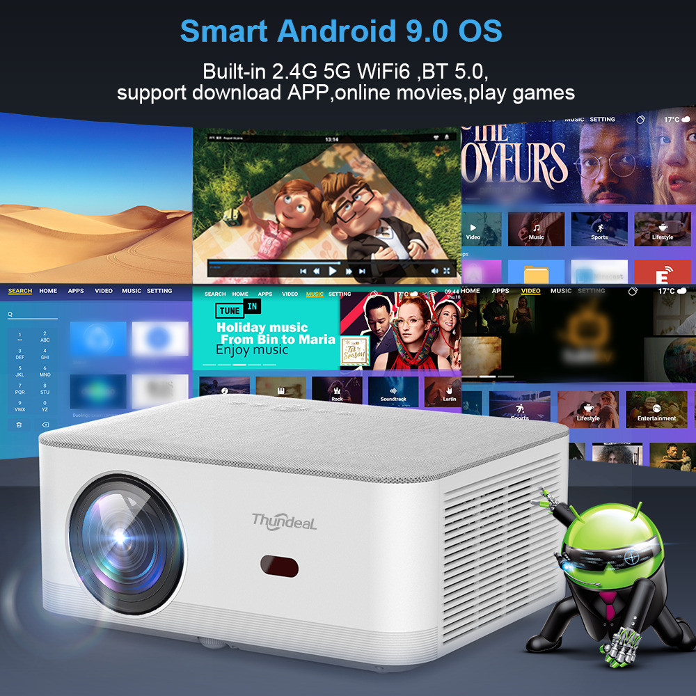 TD92Pro Mini ThundeaL Projector Full HD 1080P Projetor 5G WiFi Android 4K Video TD92 Pro Portable B