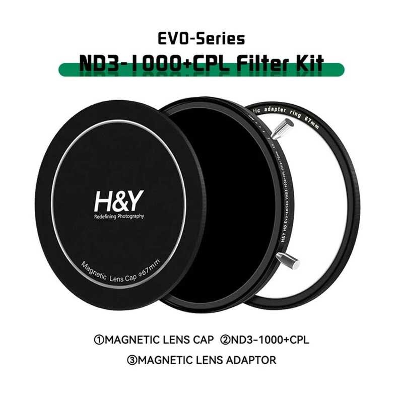 ND ฟิลเตอร์ ความหนาแน่นกลางแบบแปรผัน H&Y Evo-series ND3-1000+CPL ฟิลเตอร์ 2 in 1 ชุดฟิลเตอร์แม่เหล็ก
