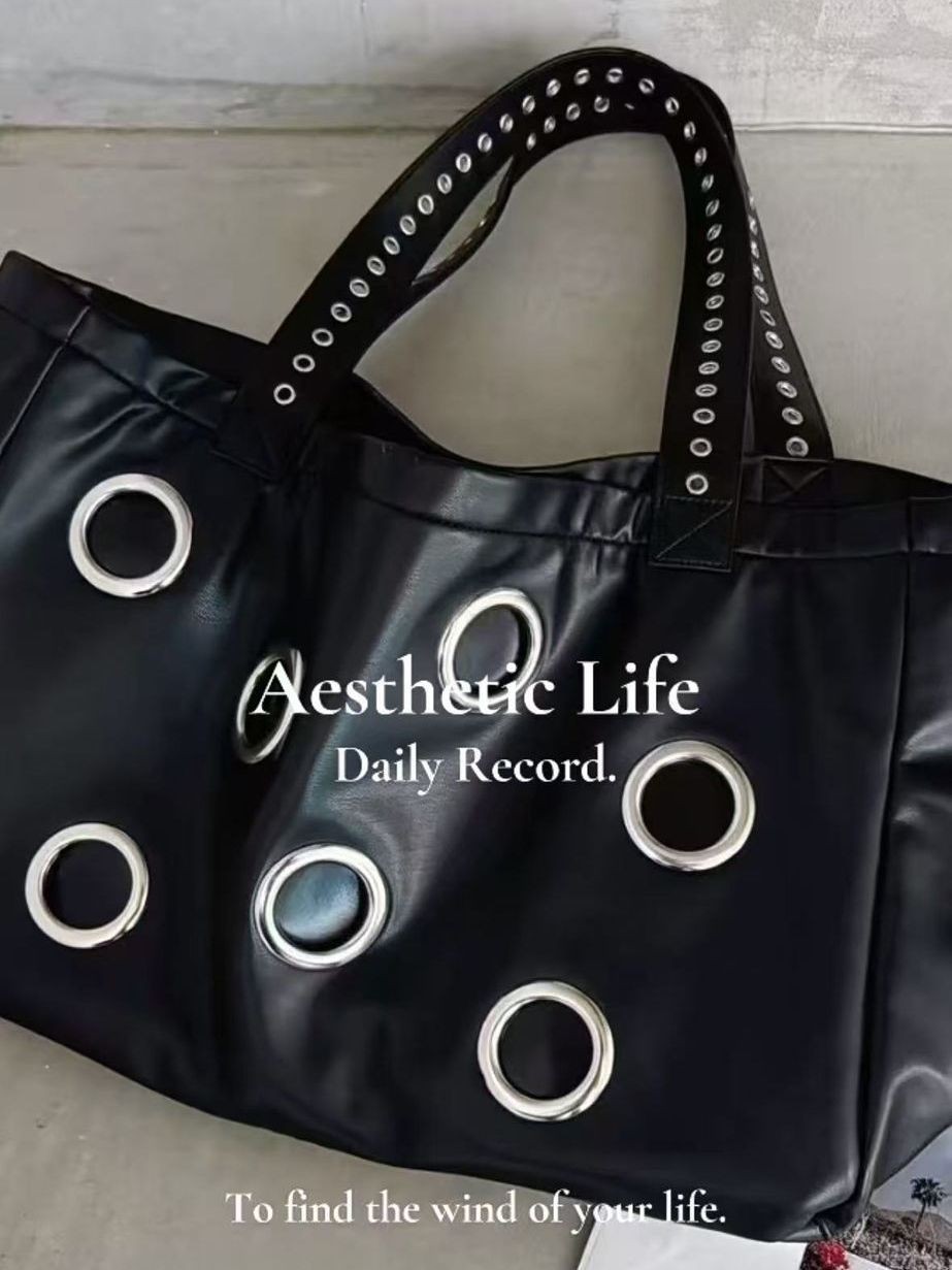 Dark Punk Motorcycle Retro Temperament All-Match Willow Nail กระเป๋าช้อปปิ้งความจุขนาดใหญ่ใต้วงแขนกระเป๋าแบบพกพา - รูปที่ 5