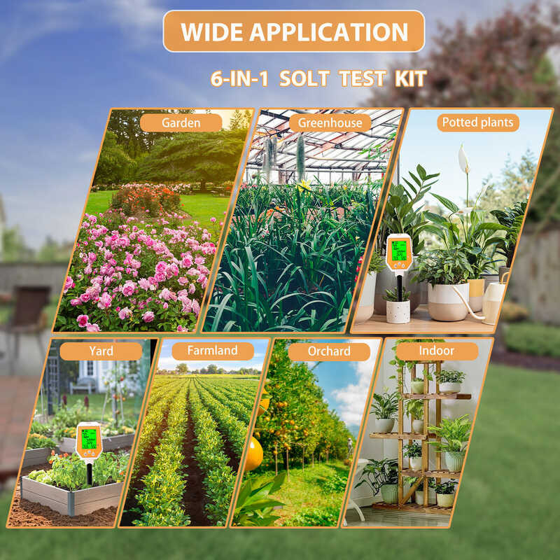 ❤ RCYAGO 6 IN 1 เครื่องตรวจสอบดิน Moisture Nutrient ความแม่นยำสู