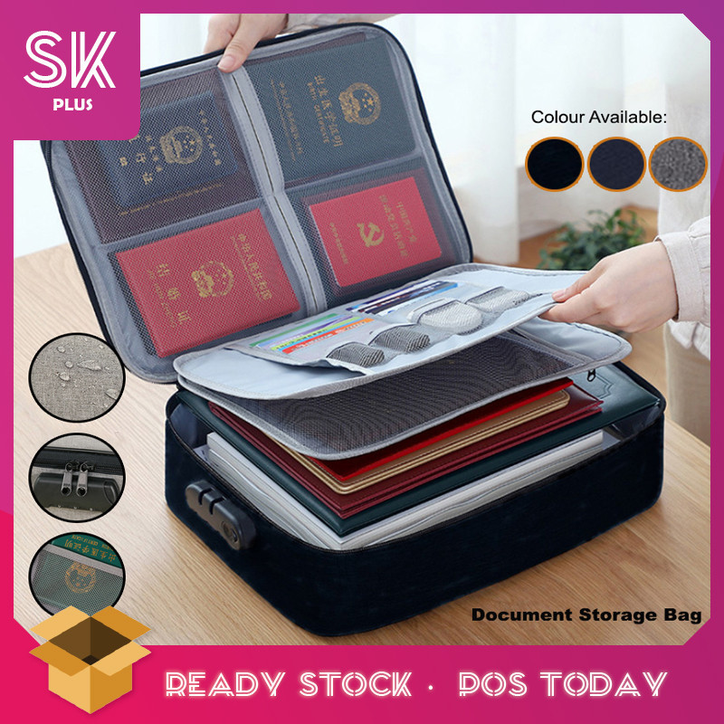 SKplus กระเป๋าเก็บเอกสาร Organizer แฟ้มในครัวเรือนโฟลเดอร์มัลติฟังก์ชั่นตั๋วหนังสือเดินทางใบรับรองกร
