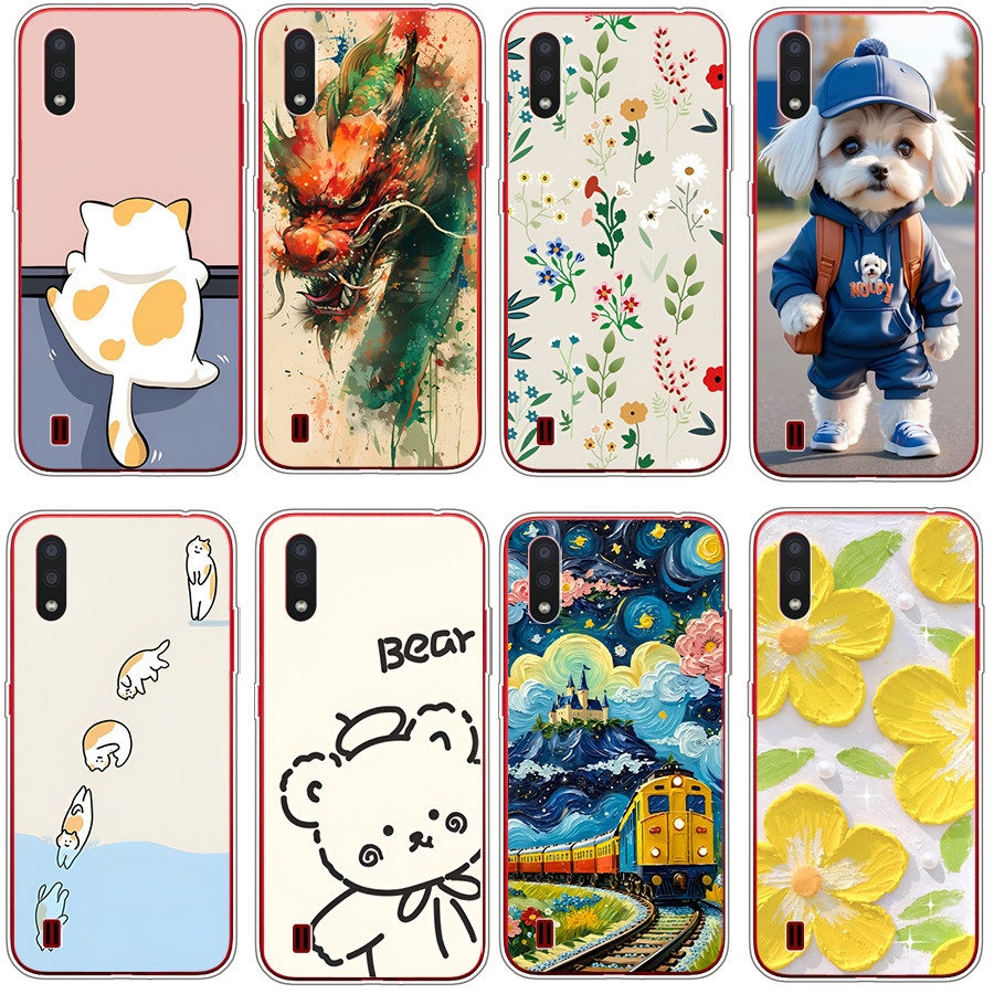ปลอกสําหรับ Samsung galaxy a01 เคสซิลิโคนอ่อน TPU พิมพ์ฝาครอบโทรศัพท์