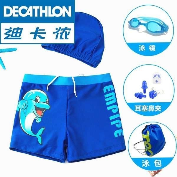 ชุดว่ายน้ำเด็ก ชุดว่ายน้ำเด็กผู้ชาย Decathlon 2022 ใหม่เด็กว่ายน้ํากางเกงเด็กผู้ชาย Boxer Swim Trun