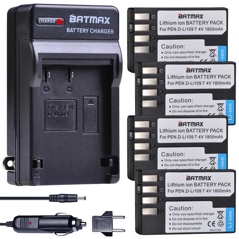 Batmax c D-Li109 D li109 Battery akku +Digital Car Charger For Pentax K-R K-2 K2 KR K30 K50 K-30