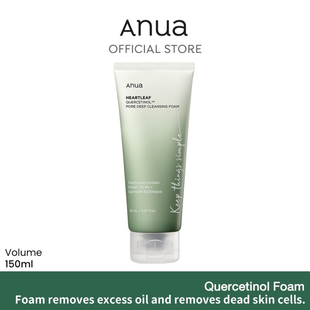 Anua Cleanser Heartleaf Quercetinol Pore Deep Cleansing Foam Make Up Remover Acne Blackhead 150ml