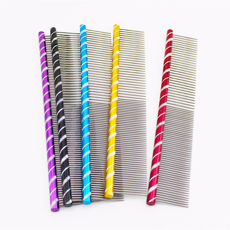 Pet 10pcs/lot 19cm/16cm Dog Bright Multi-Colored Stripe Comb For Shaggy Cat Dogs Barber Grooming To