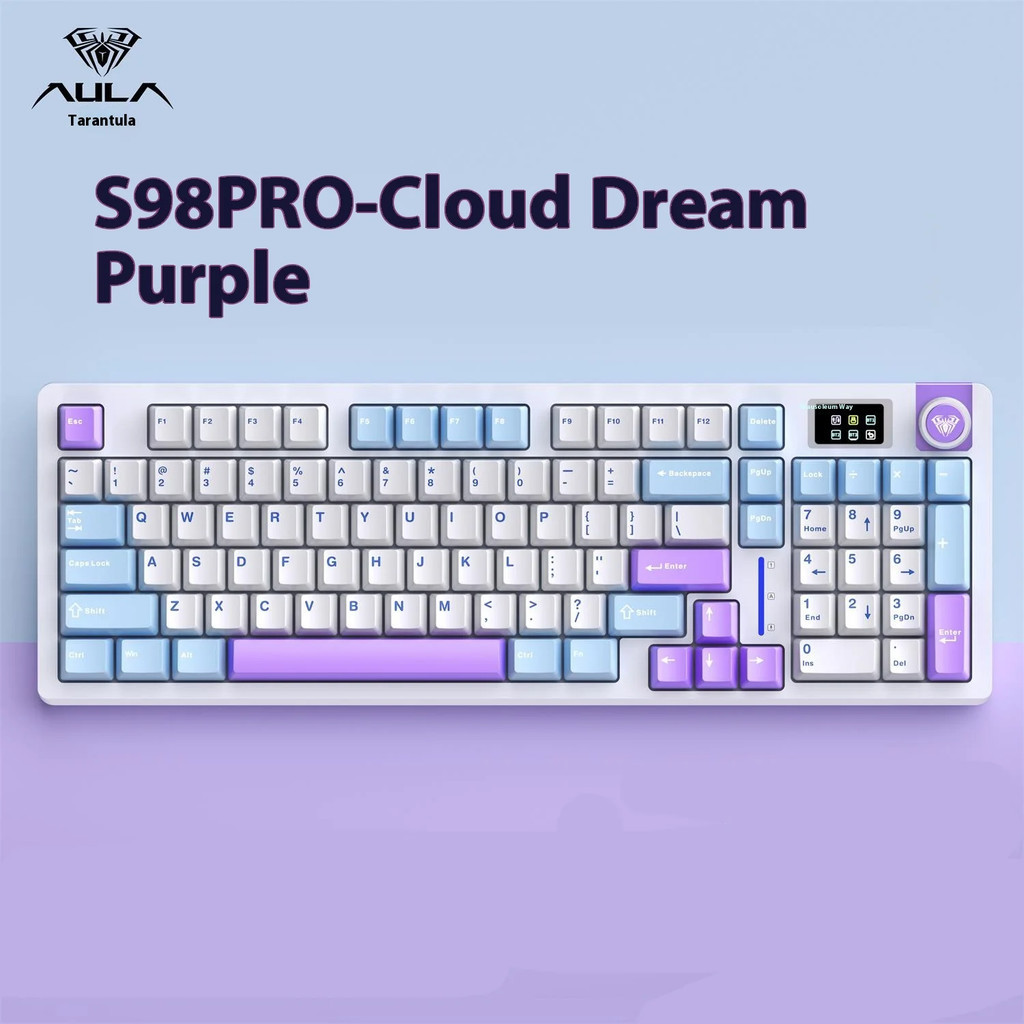 Aula S98 PRO 3 โหมด Hot Swappable แบบมีสายและไร้สาย GASKET โครงสร้างแป้นพิมพ์การปรับแต่ง RGB พร้อม