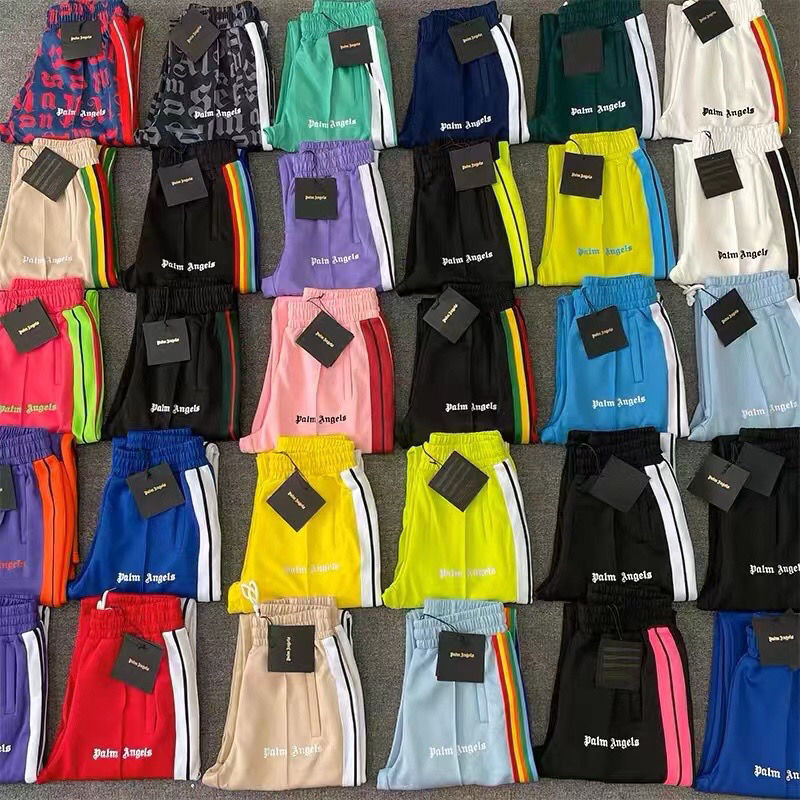 Palm Angels Palm Angels Space Cotton Rainbow Webbing กางเกง High Street ตรงกางเกง Angels ผู้ชายและผู้หญิงอินเทรนด์