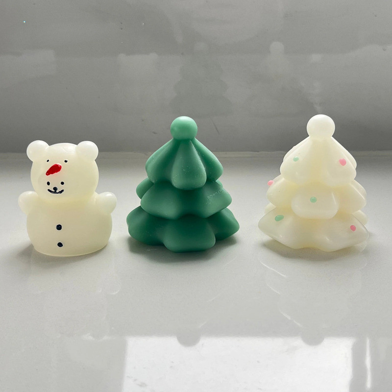W ฤดูหนาวต้นคริสต์มาสเทียนหอมแม่พิมพ์ Snowman แม่พิมพ์ซิลิโคนสร้างสรรค์ของขวัญคริสต์มาสของขวัญเล็กๆเครื่องประดับตกแต่ง tw-th-09