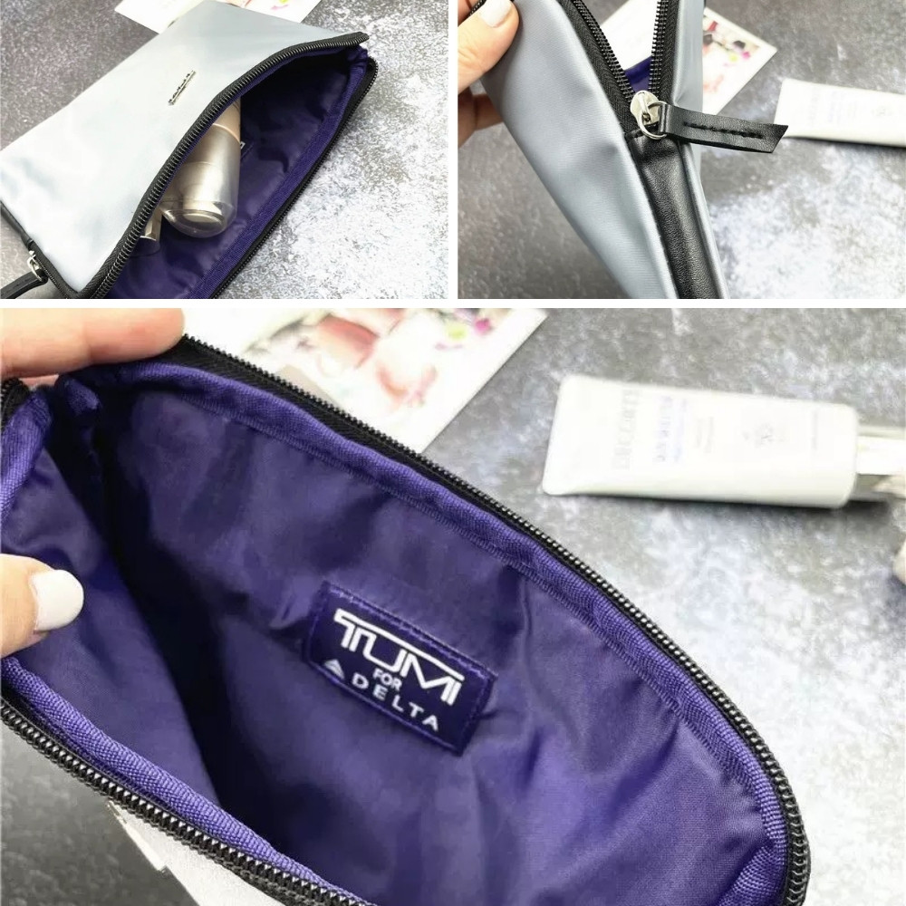 Delta Airlines Business Class Amenity Travel Tech Pouch Organizer เครื่องสําอาง Make Up Toiletries Wash Bag