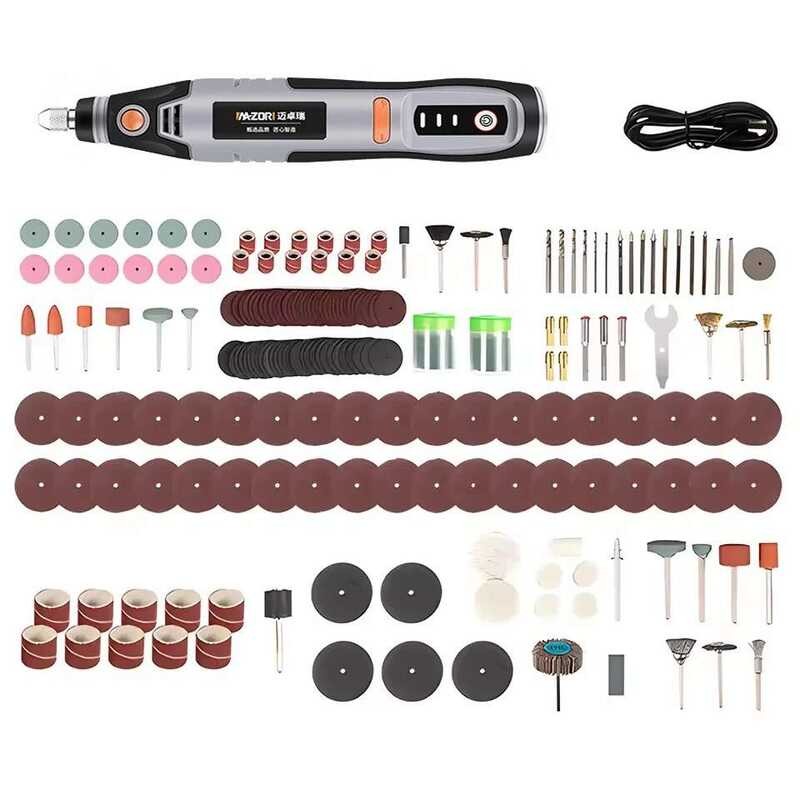 เครื่องมือโรตารี่ไร้สาย 21000rpm ปากกาแกะสลัก Dremel สว่านไฟฟ้า USB ขนาดเล็กไร้สาย พร้อมอุปกรณ์เสริม