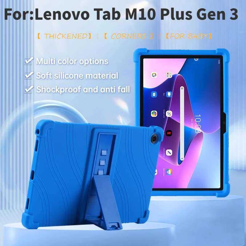 Lenovo ซิลิโคนเคสตั้งสำหรับ Tab M10 Plus 3 10.6" M10Plus รุ่นที่ 3 TB125 TB128 Tb128FU Tb128XU ปกป้อ