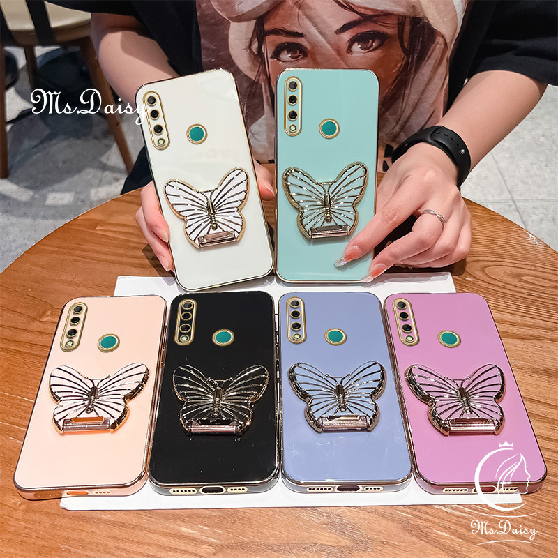 แฟชั่นโลหะผีเสื้อผู้ถือเคสโทรศัพท์สําหรับ Huawei Nova 3i 5 T/Huawei Y6P 2020/Huawei Y9 2019/Huawei Y