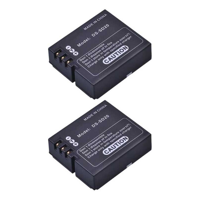 ▥ 2Pcs Ds-Sd20 Sd20 DS Sd20แบตเตอรี่ + เครื่องชาร์จผนังสำหรับ 4S 5S Actionpro Sd20f Wif Rollei