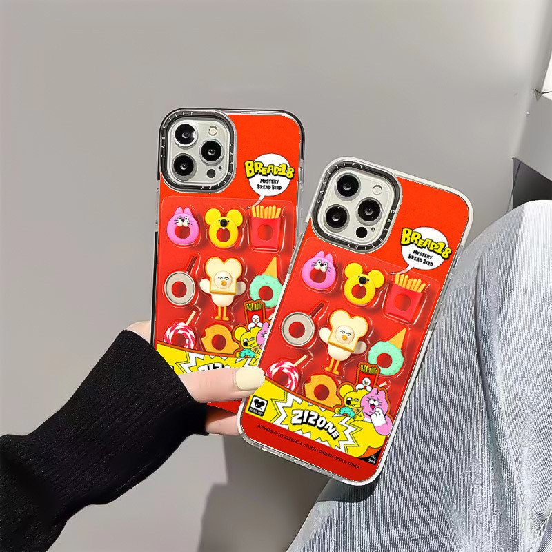 การ์ตูน BREAD18 ของเล่นโดย ZIZONE สําหรับ IPhone 11 14 15 16ProMax 12 13 Mini ฝาครอบ X XR XS Max ซิล