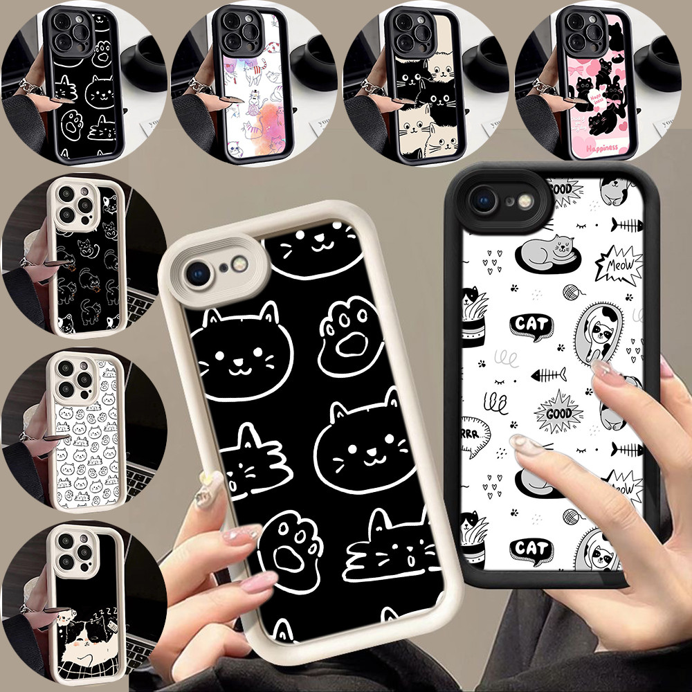 สำหรับ OPPO A55 A57 A77 A77S A57E A57S A74 A95 F19 เคสโทรศัพท์มือถือ ดวงตานางฟ้า กรณ TT191 Black Cut