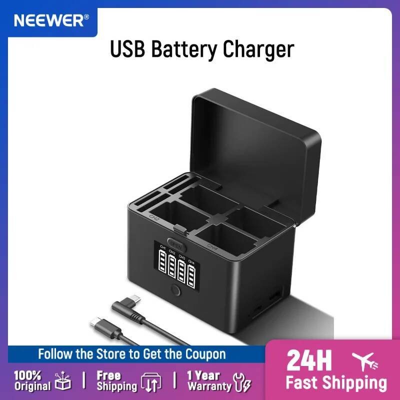 NEEWER 2 in 1 Four Channel USB Battery Charger สําหรับ NP-FZ100 & LP-E6 Sony A6700 A7III FX3 FX30 A7