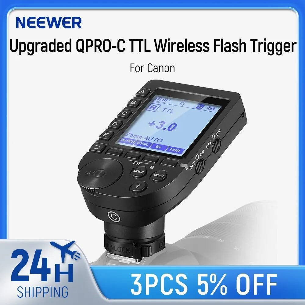 NEEWER อัพเกรด QPRO-C TTL แฟลชทริกเกอร์ไร้สายเข้ากันได้กับ Canon ปรับแต่งฟังก์ชั่นสําหรับ Q4 Q3 Z2 Z