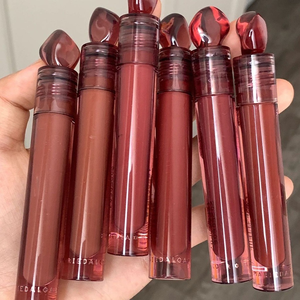 [คลังสินค้าพร้อม] Marie Degar Lip Glaze Flower Juice Print New Lip Clay Red Stone Pink Moss Sekirei
