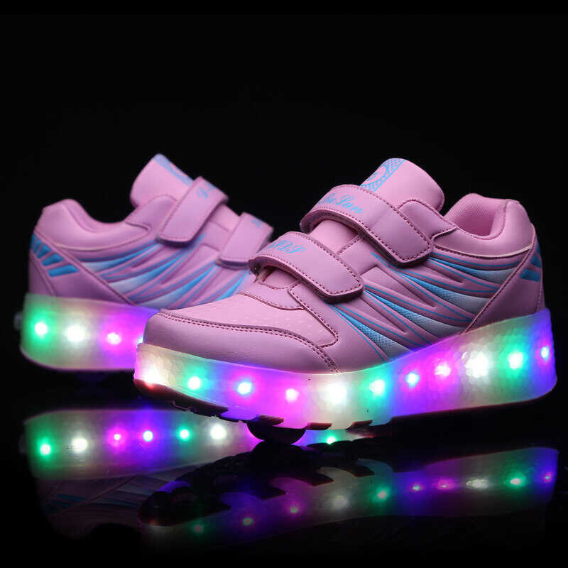 ❤ 2024 Heelys LED Light Sneakers, 2 Wheel Casual For Boys And Women Kids Roller Skating Shoes
