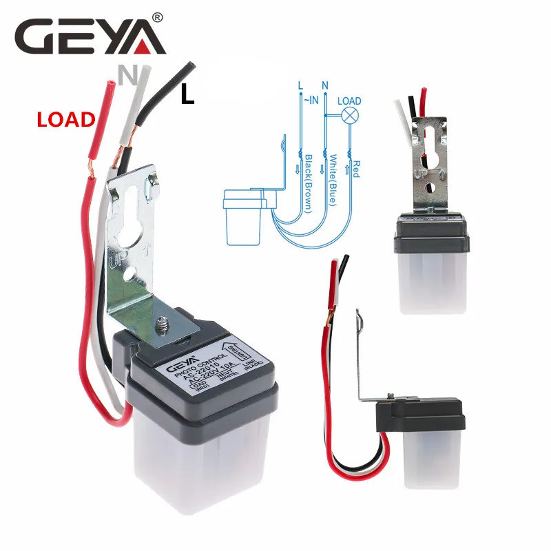 Geya สวิตช์ไฟถนนตาแมว AC220V10A สวิตช์เซ็นเซอร์ตาแมวควบคุมภาพ