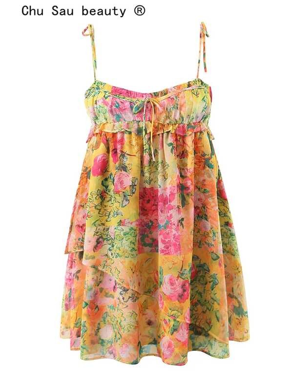 2024 Ea4 ผู้หญิงแฟชั่นหวานพิมพ์เห็ดเก๋กับชุดมินิเซ็