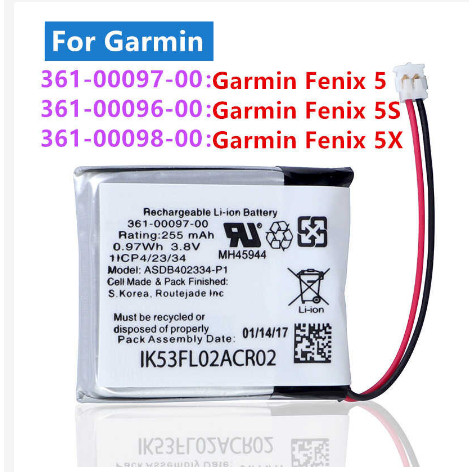 100% เข้ากันได้เดิมสําหรับ Garmin Fenix 5 Fenix 5S 361-00097-00 361-00096-00 แบตเตอรี่