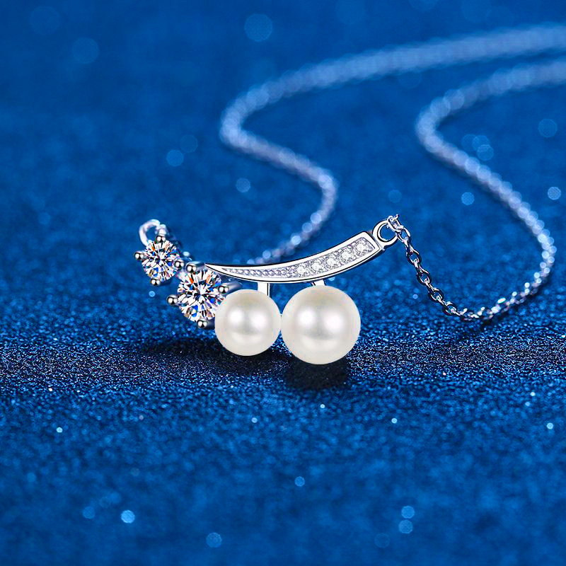 Sier สร้อยคอมุกธรรมชาติ Sterg Mousannite Pod Pendant สำหรับผู้หญิงโ