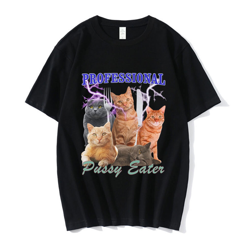 Professional Pussy Eater Funny Cat Lover T เสื้อผู้ชายเสื้อผ้าแฟชั่นเสื้อยืดผ้าฝ้ายลําลอง