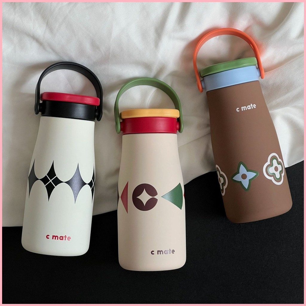 ส่งจากไทย🚚ข้างในเป็นเซรามิก แก้วน้ำสแตนเลส SUS316แก้วน้ำมีหูจับ แก้วเก็บความเย็น แก้วน้ำเก็บอุณหภูมิ