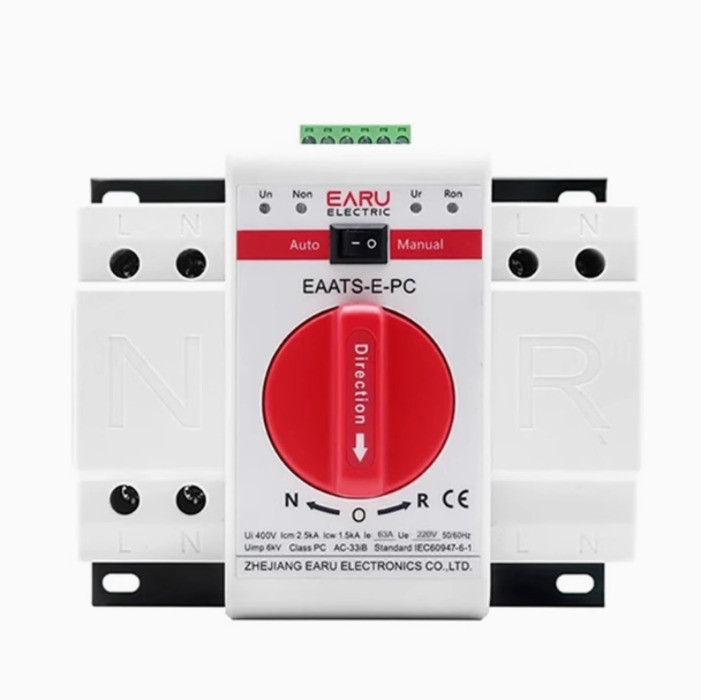 2P 63A 125A 220V 230V MCB ประเภท Dual Power Automatic Transfer ATS Auto Change Over Switch