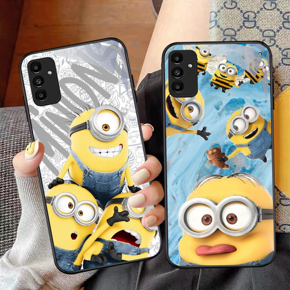 NC-58 Minions Kaca Glass Case สําหรับ Samsung A05S A35 A55 A24 A14 A15 A04S A34 A25 M15 A54 S21 FE P