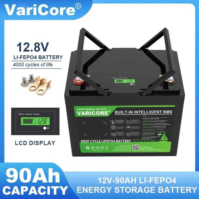 แบตเตอรี่ VariCore ใหม่ 12.8V 90AH LiFePO4 ชุดแบตเตอรี่ลิเธียมไอออนฟอสเฟต 12v 6000 รอบการใช้งาน Golf