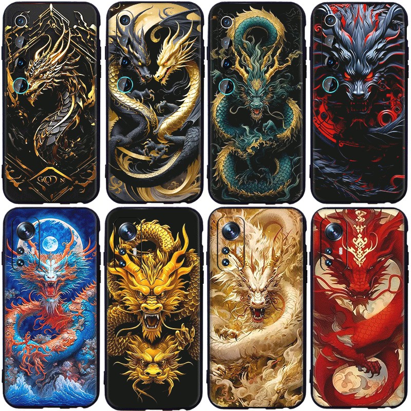 Xiaomi Mi 8 Lite 9 F1 A1 5X A2 6X A2 Lite ความเข้ากันได้ TPU Soft Shell Case มังกรจีนมังกรทอง