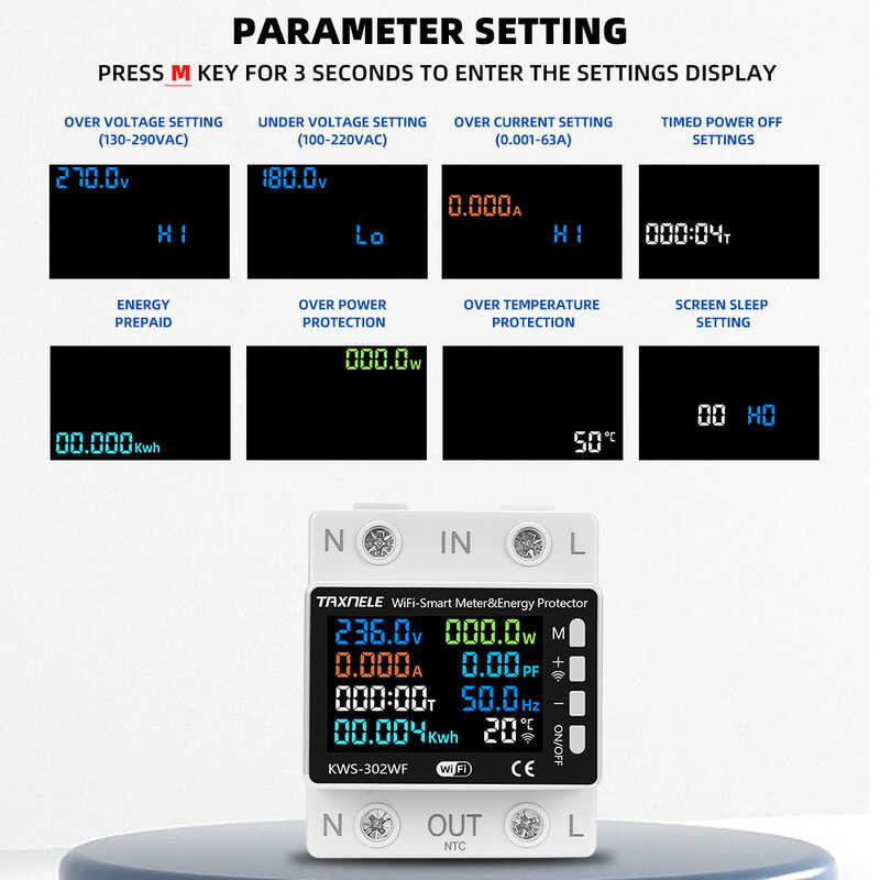 ❤ TUYA Wifi Smart Circuit Breaker มิเตอร์ไฟฟ้ารีเลย์มากกว่าภายใต