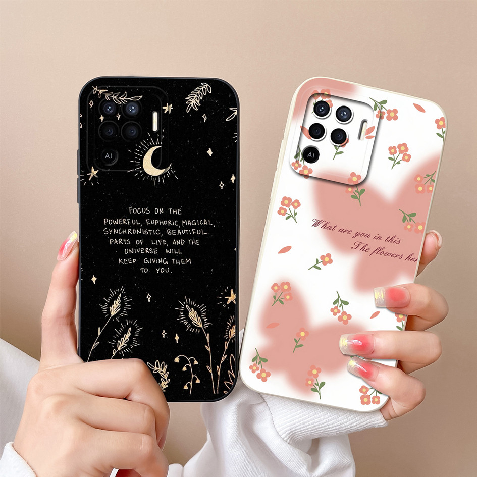 เคสโทรศัพท์สําหรับoppo A94 4G 5Gซิลิโคนอ่อนนุ่มกันกระแทกปลอกสแควร์ของเหลวแฟชั่นน่ารักดอกไม้รูปแบบปกหลังสําหรับOppoA94 94 Capaกันชน