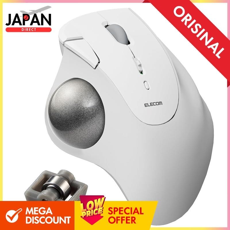 Elecom Wireless Trackball Mouse Bluetooth IST Bearing Support Thumb Control 36mm Ball 5 Buttons Win