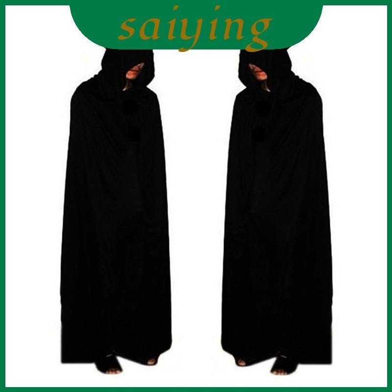 คอสเพลย์เสื้อคลุมฮาโลวีน Grim Reaper แวมไพร์แม่มด Wizard Robe Party ผู้ใหญ่เด็ก Hooded Cloak Black Cape
