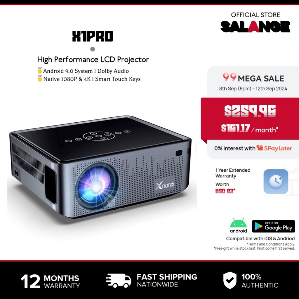 Salange X1PROโปรเจคเตอร์Android 4K 8Kรองรับ5G WiFi Bluetooth 5.0, ภาพยนตร์ออโต้โฟกัสโปรเจคเตอร์1080