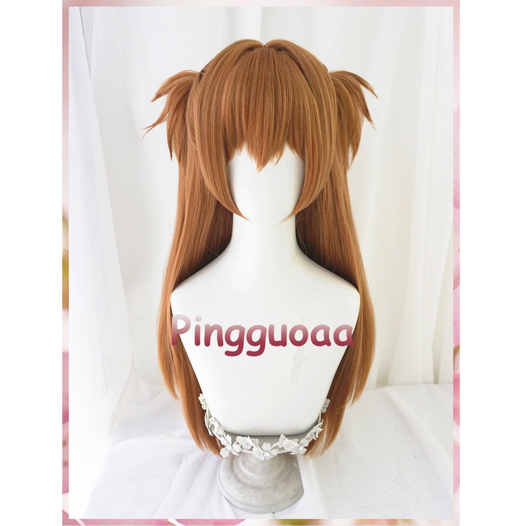 【AOI】Anime EVA Asuka Langley Soryu Cosplay Wig 70cm Long Clip-on Ponytails Wigs Heat Resistant Synt