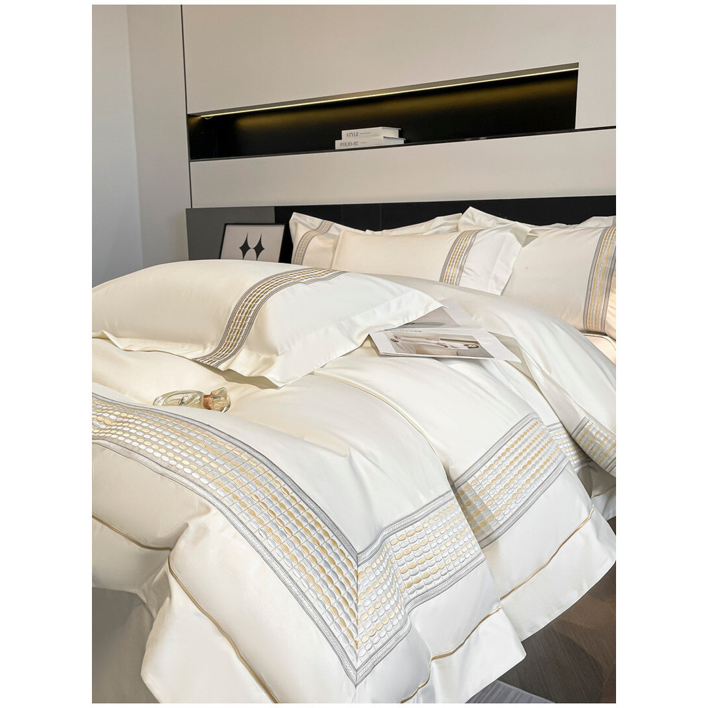 Ultra Soft 100%Cotton Chic White Home/Hotel Bedding Exquisite Embroidery Duvet cover Sheet Pillowca