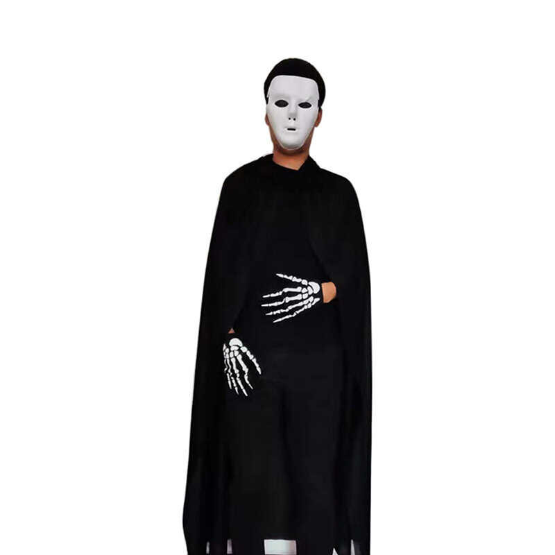 'S Lily Shop 4Pcs Halloween Reaper Costume For *s, Dee Hooded Cloak + Skull Neck Gaiter + Glov
