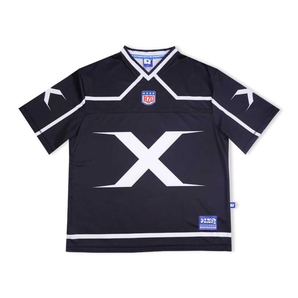Rzq/article ตัวอักษร X/Streetwear/Jersey/Oversize/Boxy Fit/Retro/Vintage/Music/Rugby/y2k/Blok Core/K