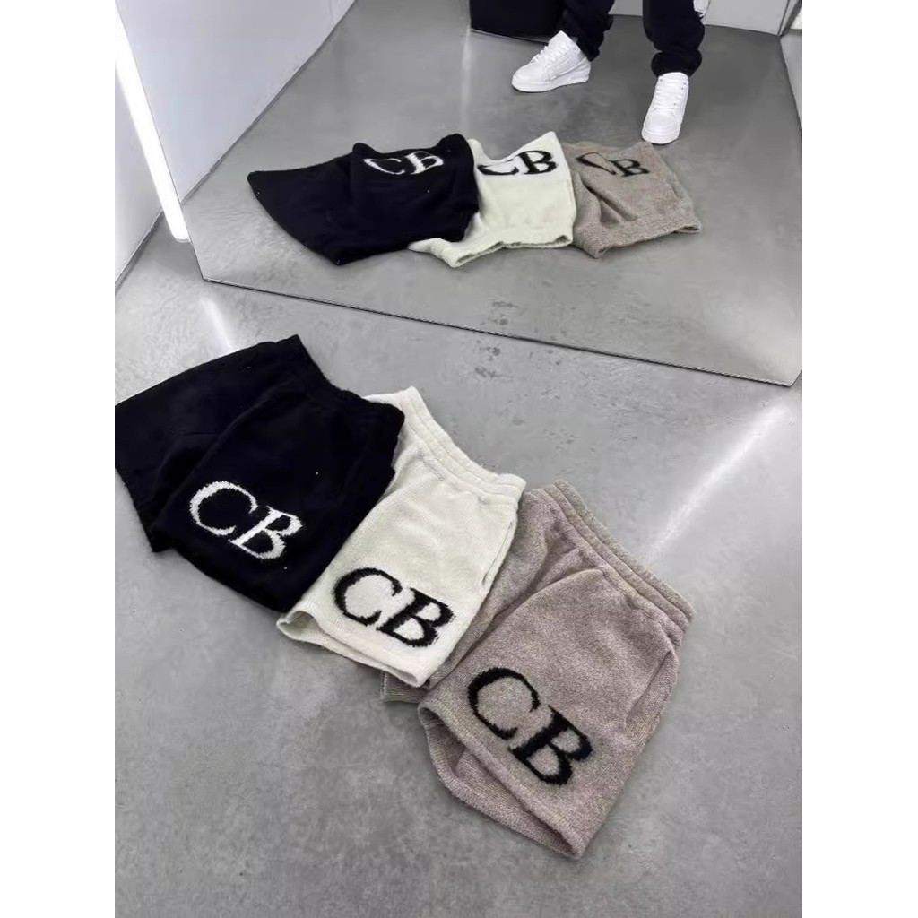 0qrc Cole buxton ตัวอักษรจำกัดโลโก้ jacquard กางเกงขาสั้นเชือกผูก