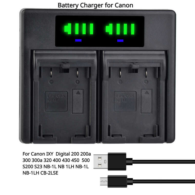 Battery 4 Charger for Canon IXY Digital 200 200a 300 300a 320 400 430 450 500 S200 S23 NB 1LH NB-